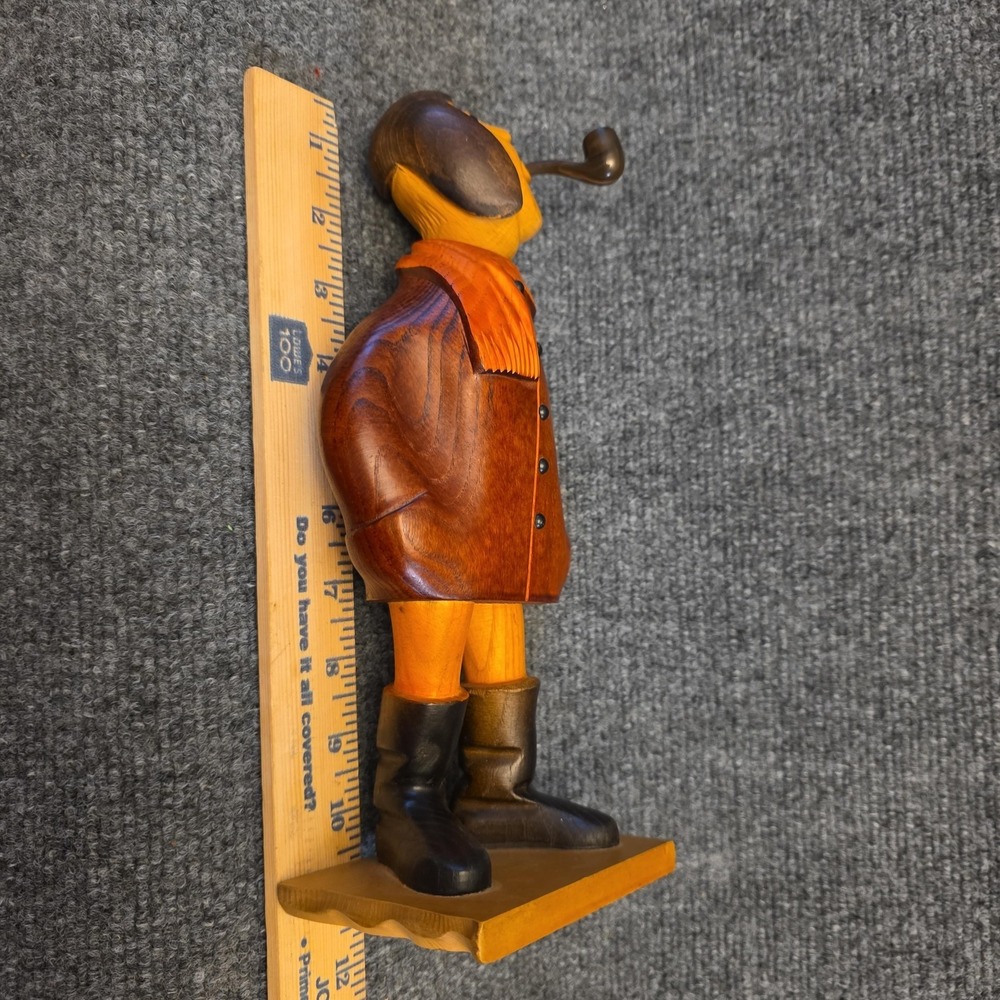 Vintage Italian Wood Carving Man‎ With Pipe Small Figurine Folk Art Decor - Picture 9 of 10